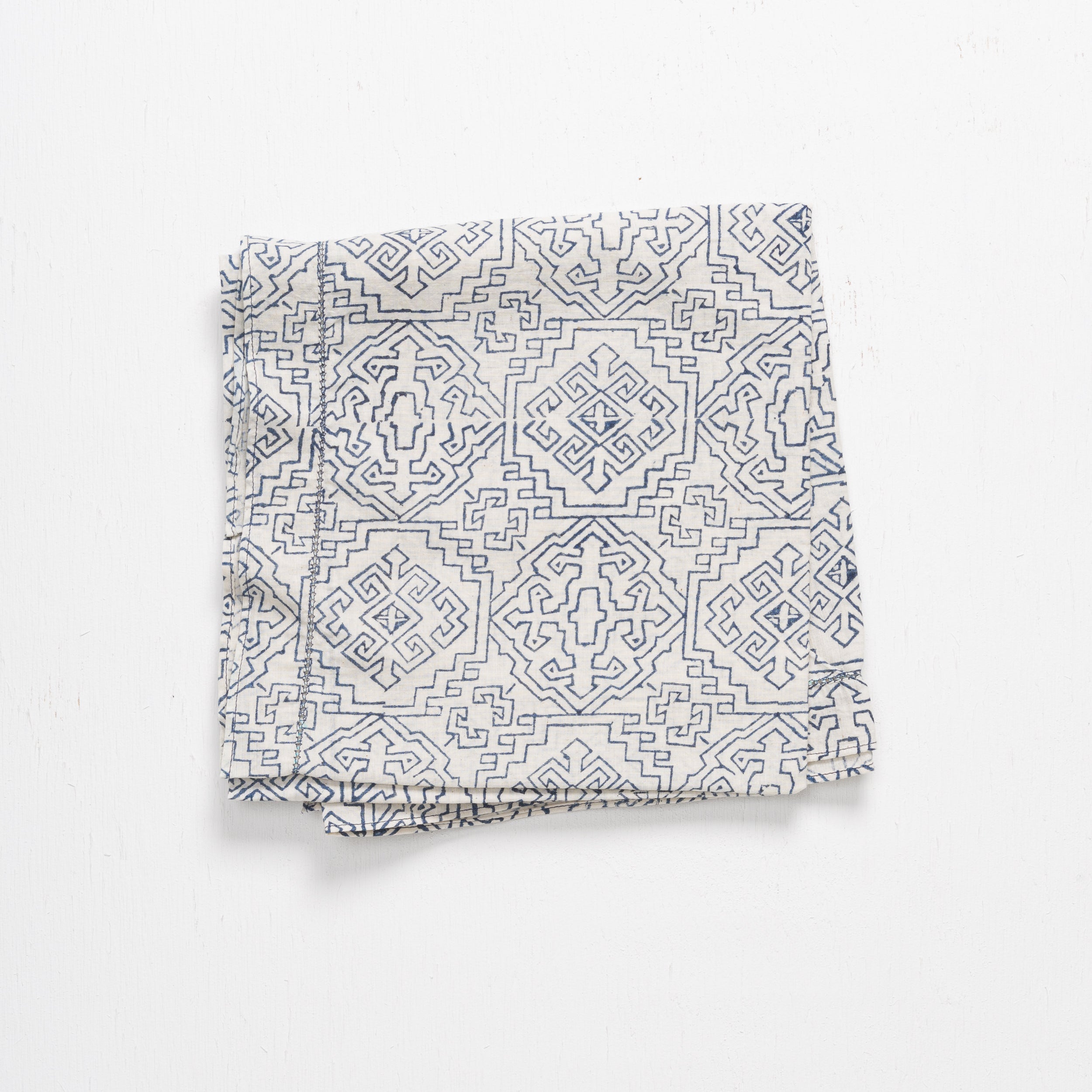 Scarf in Natural Tile Block Print