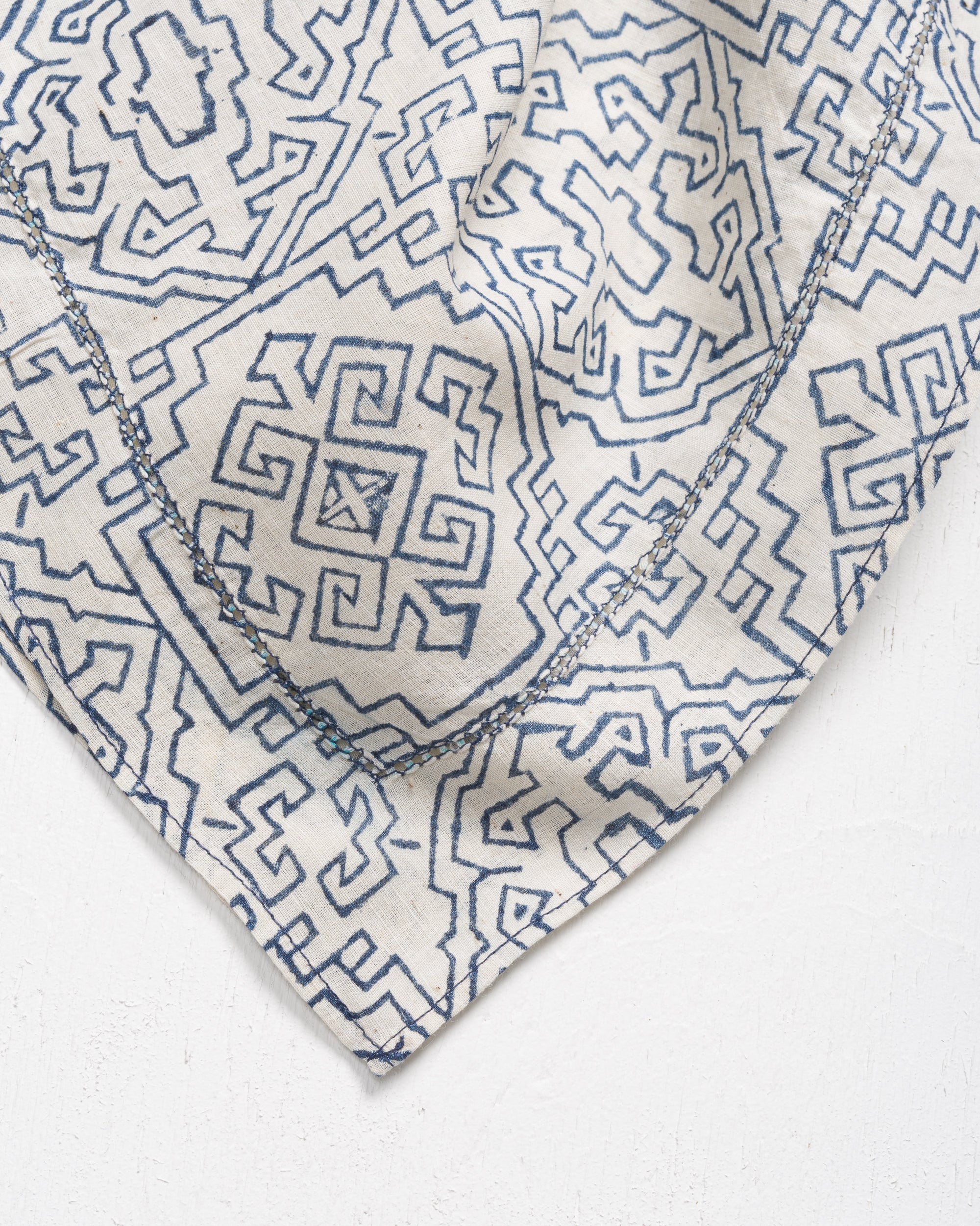 Scarf in Natural Tile Block Print