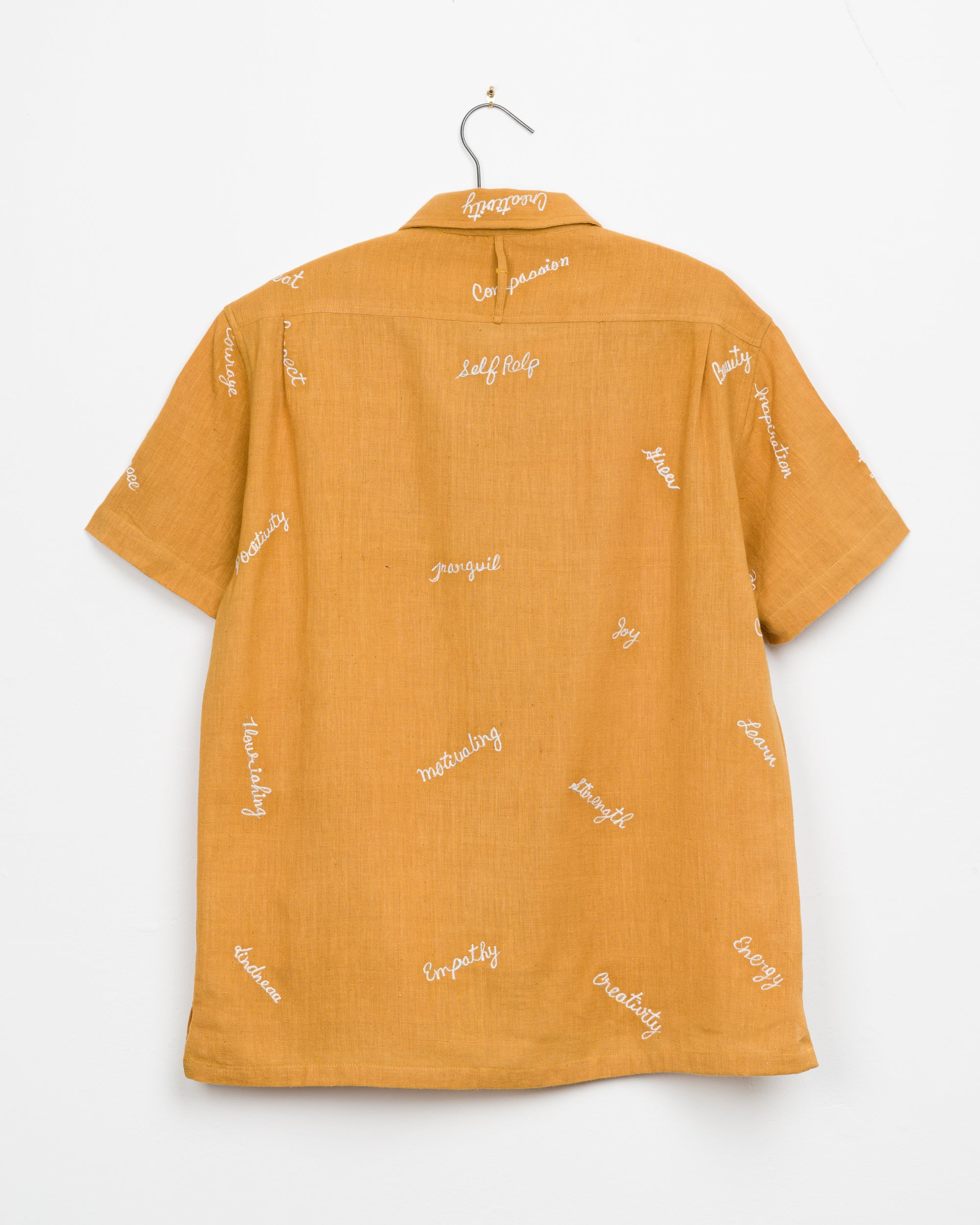 Khushi Camp Shirt in Turmeric Embroidered