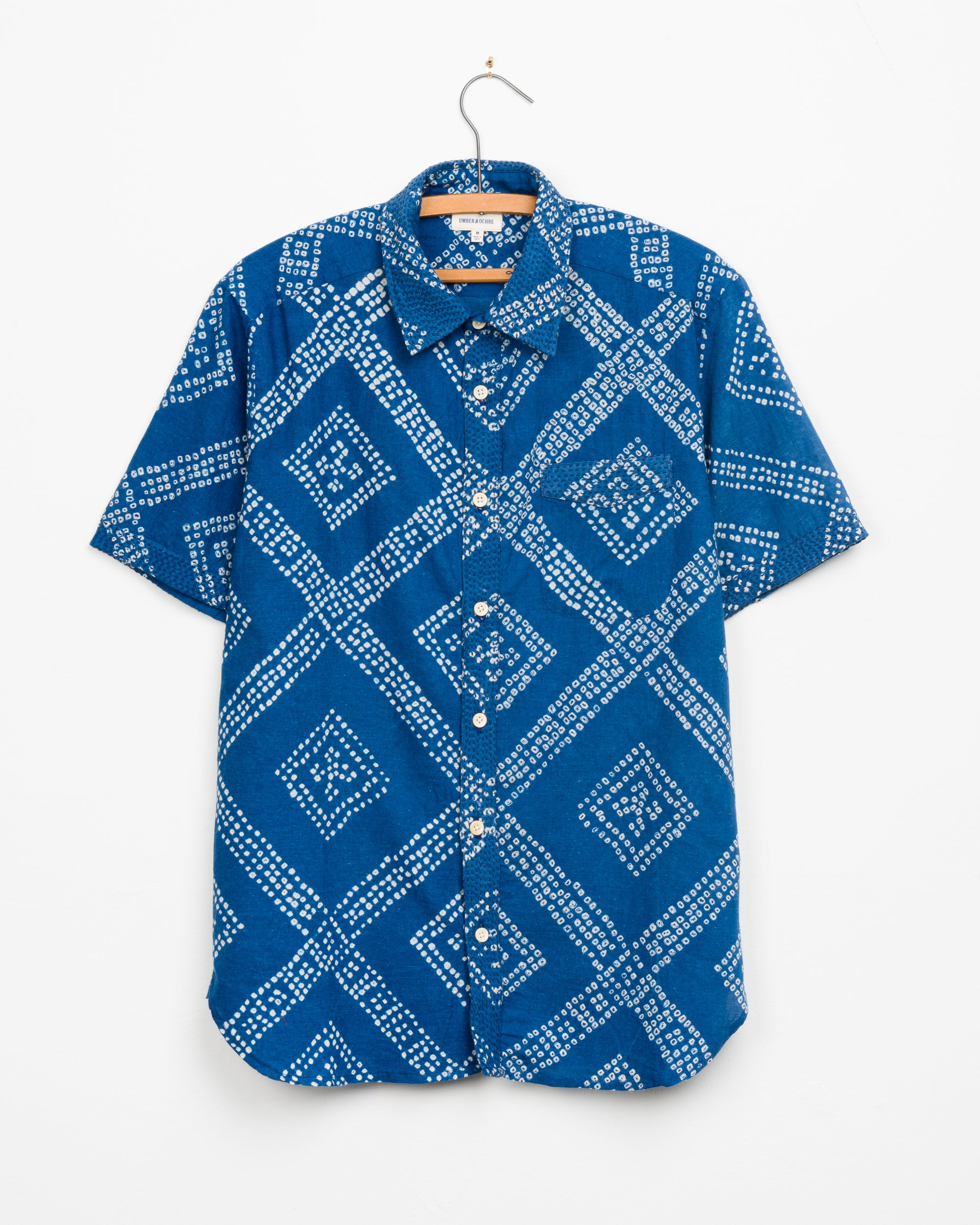 S/S Kabir Standard Shirt in Indigo Tile Bandhani