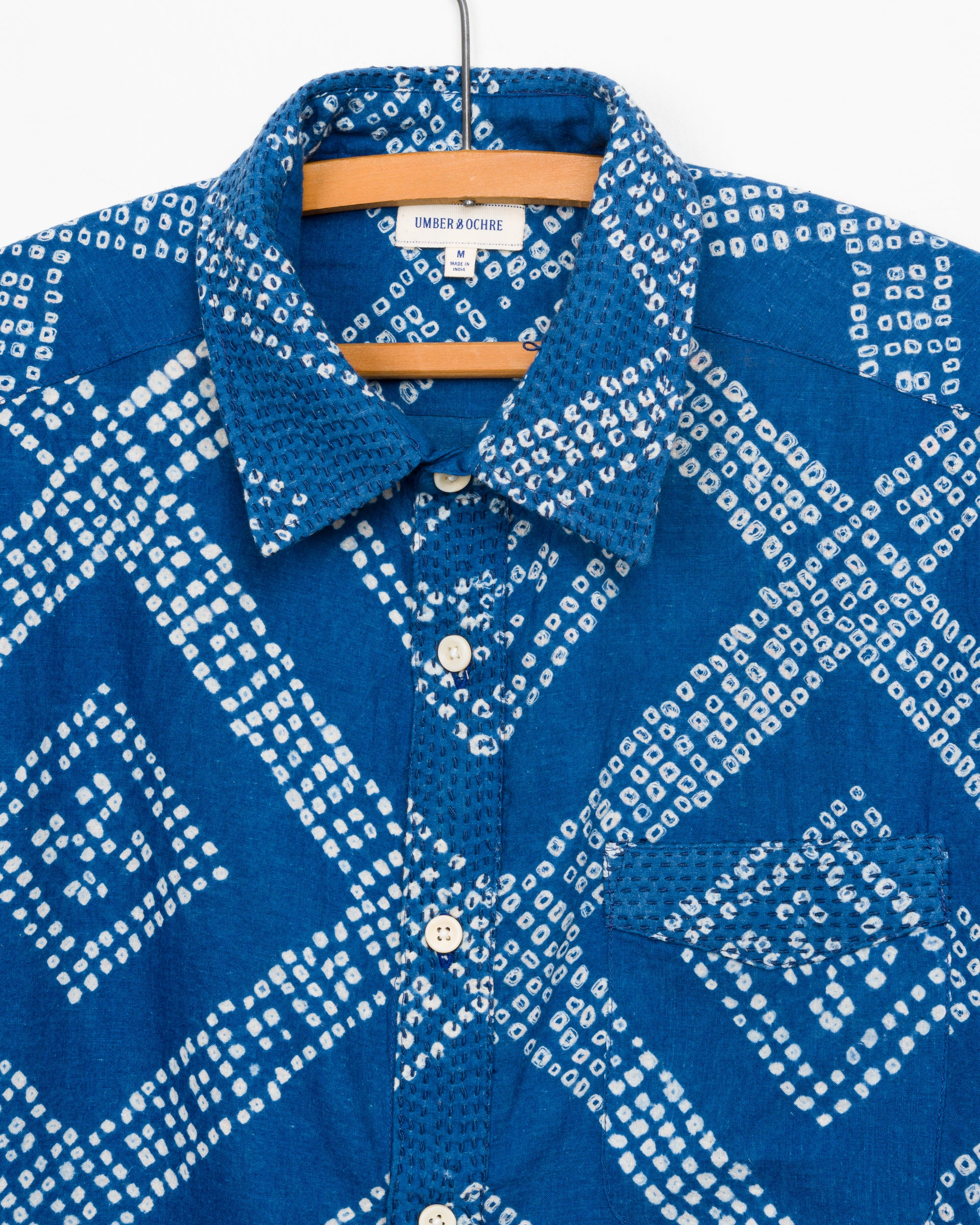 S/S Kabir Standard Shirt in Indigo Tile Bandhani