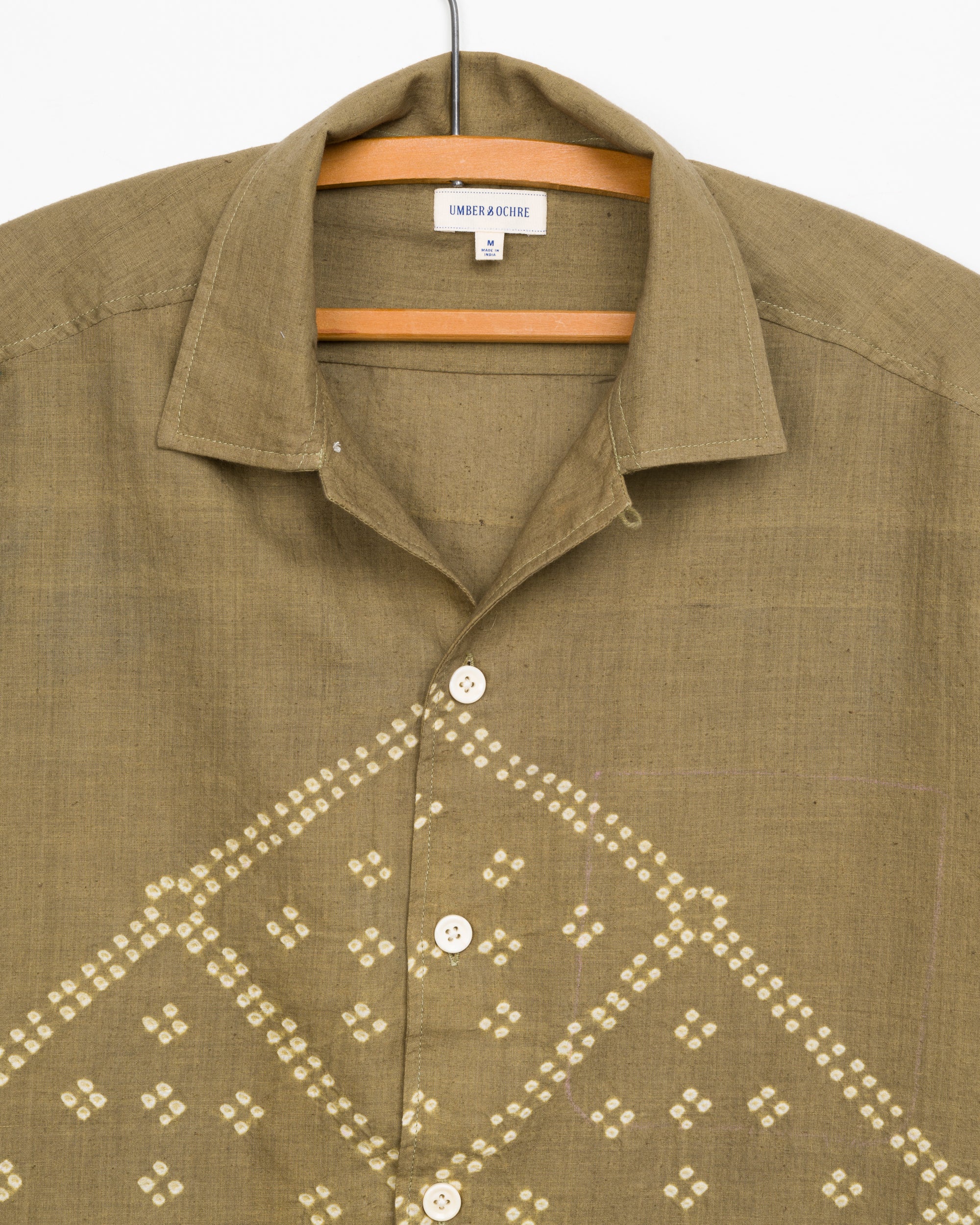 Khushi Camp Shirt in Sage Tile Bandhani