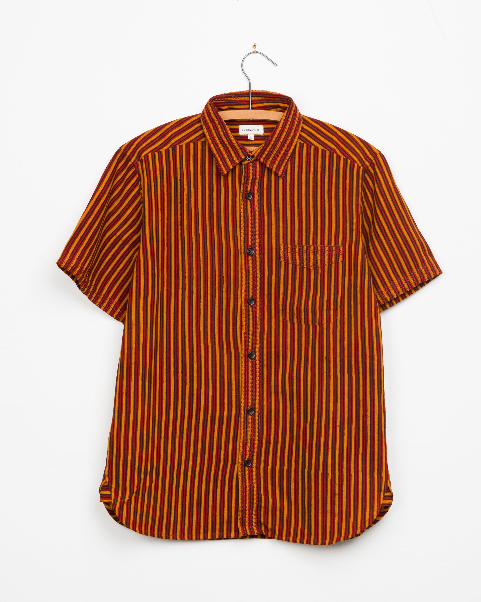 S/S Kabir Standard Shirt in Pomegranate Stripe Block