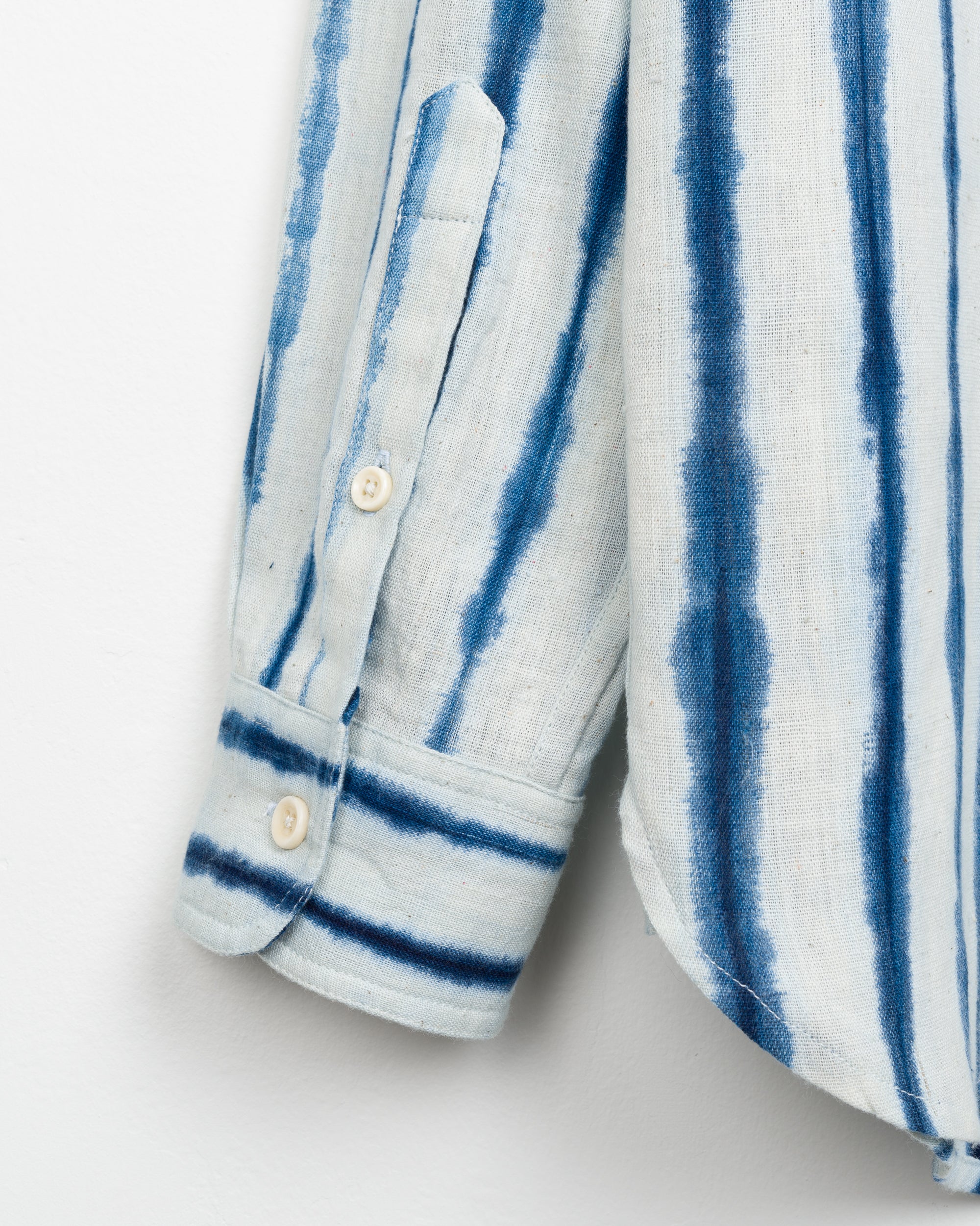 Mazadoor Work Shirt in Indigo Stripe Shibori