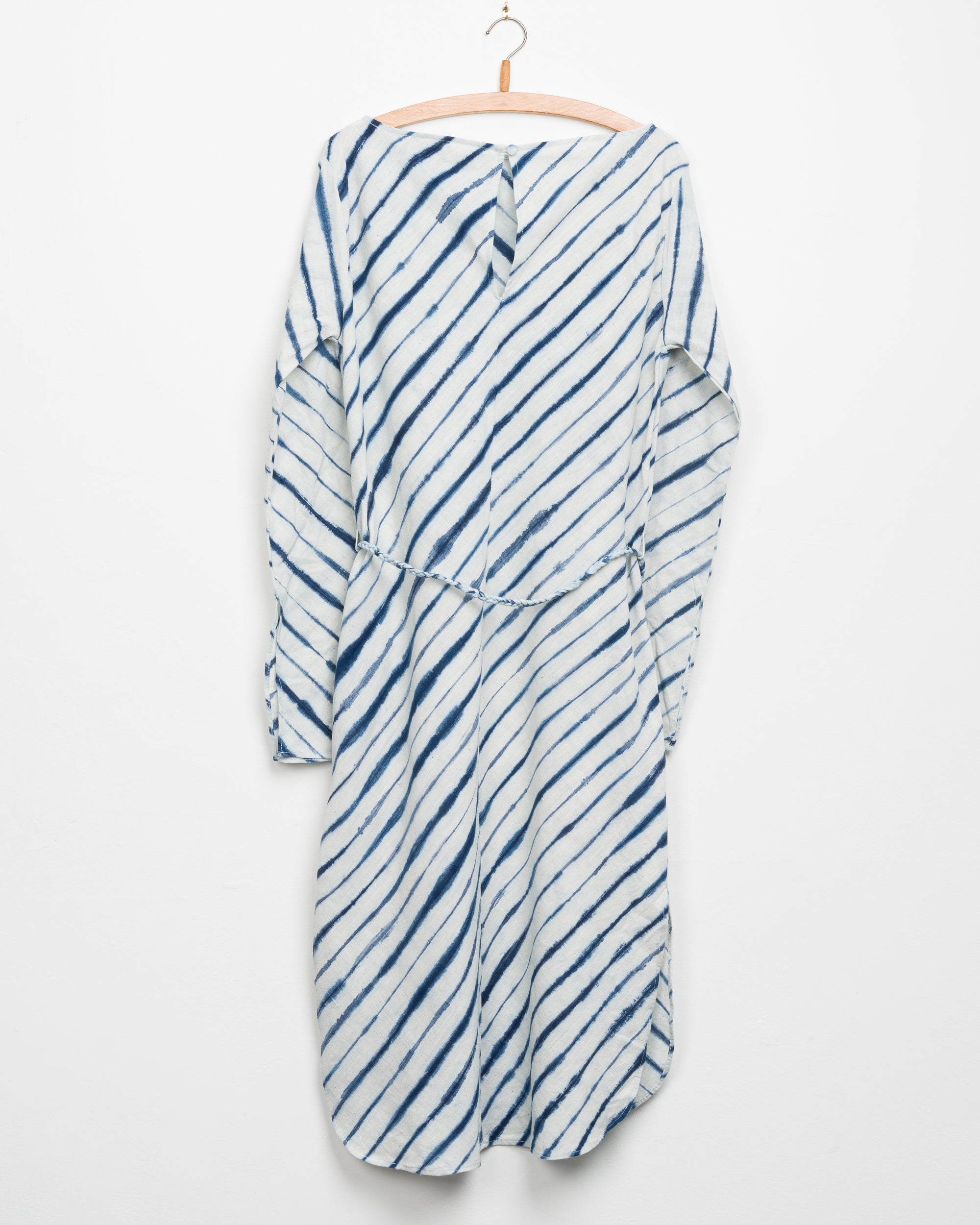Aisha Dress in Natural Stripe Shibori