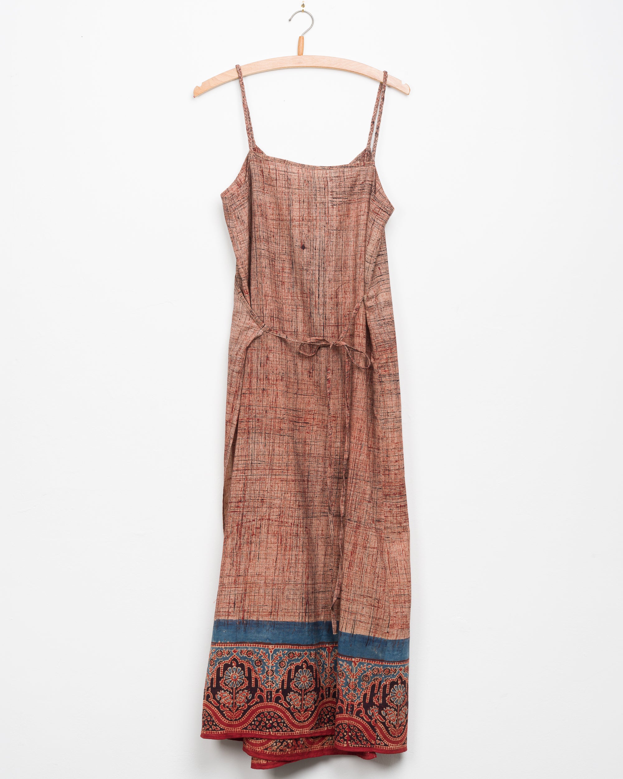 Aahana Strappy Wrap Dress in Pomegranate Brushed Border