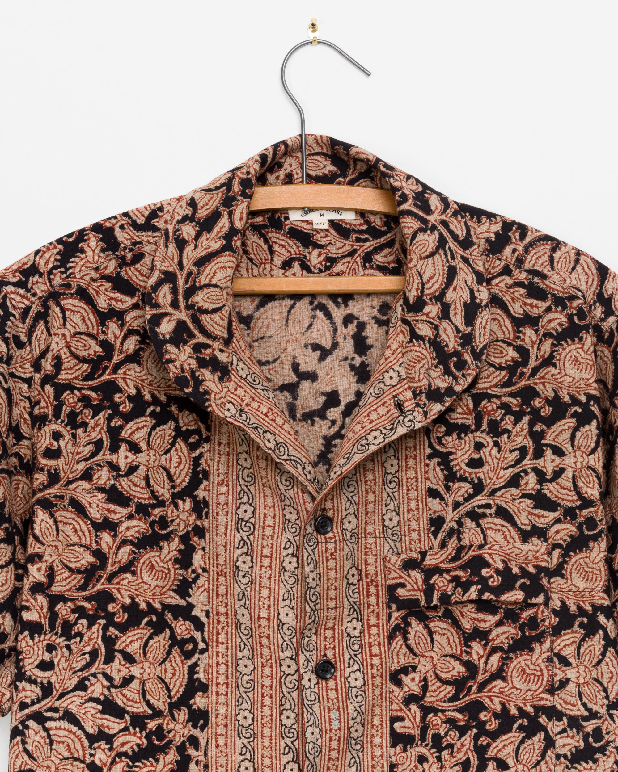 Ahmad Shawl Collar Shirt in Black Border