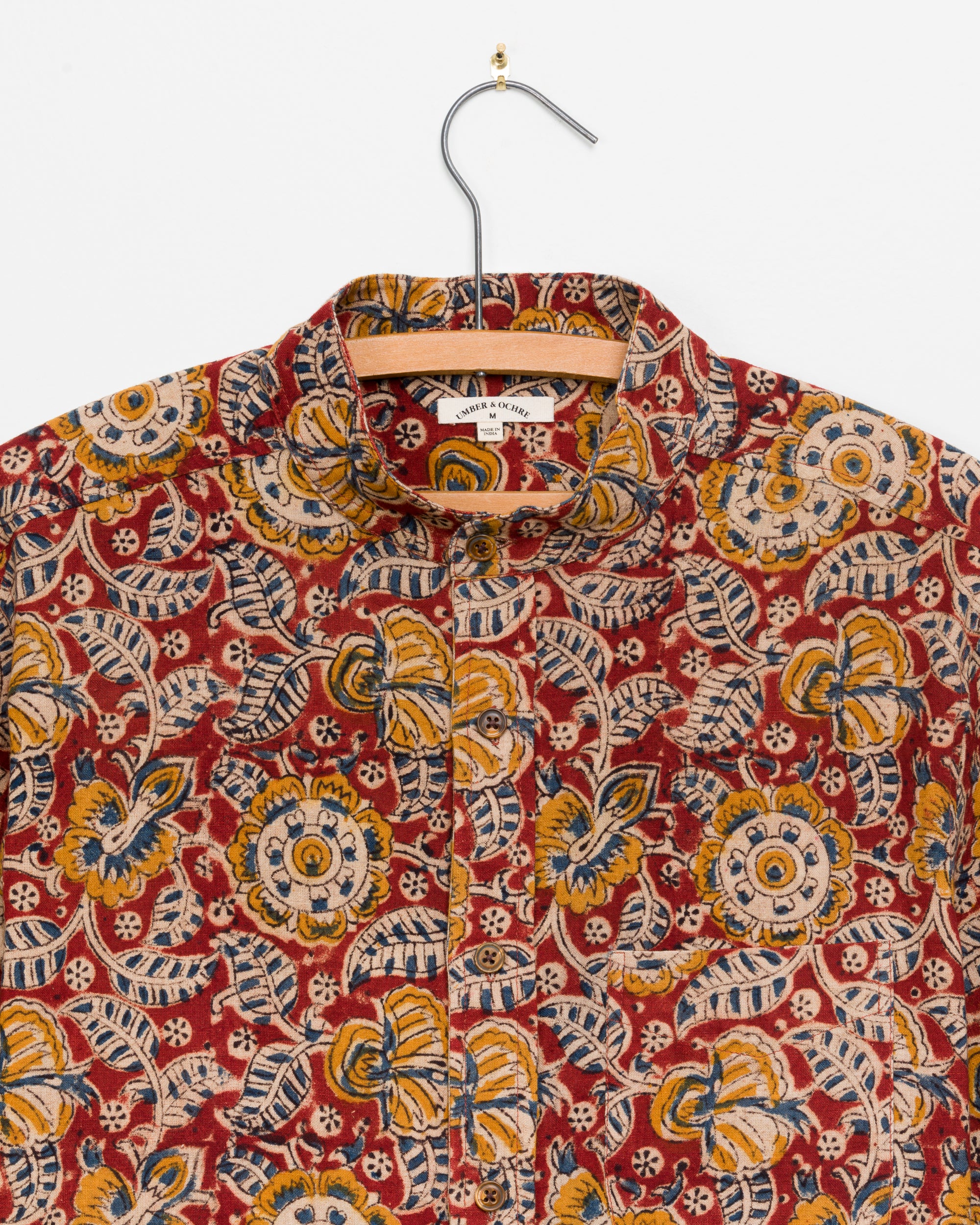Chetan Band Collar Shirt in Red Floral