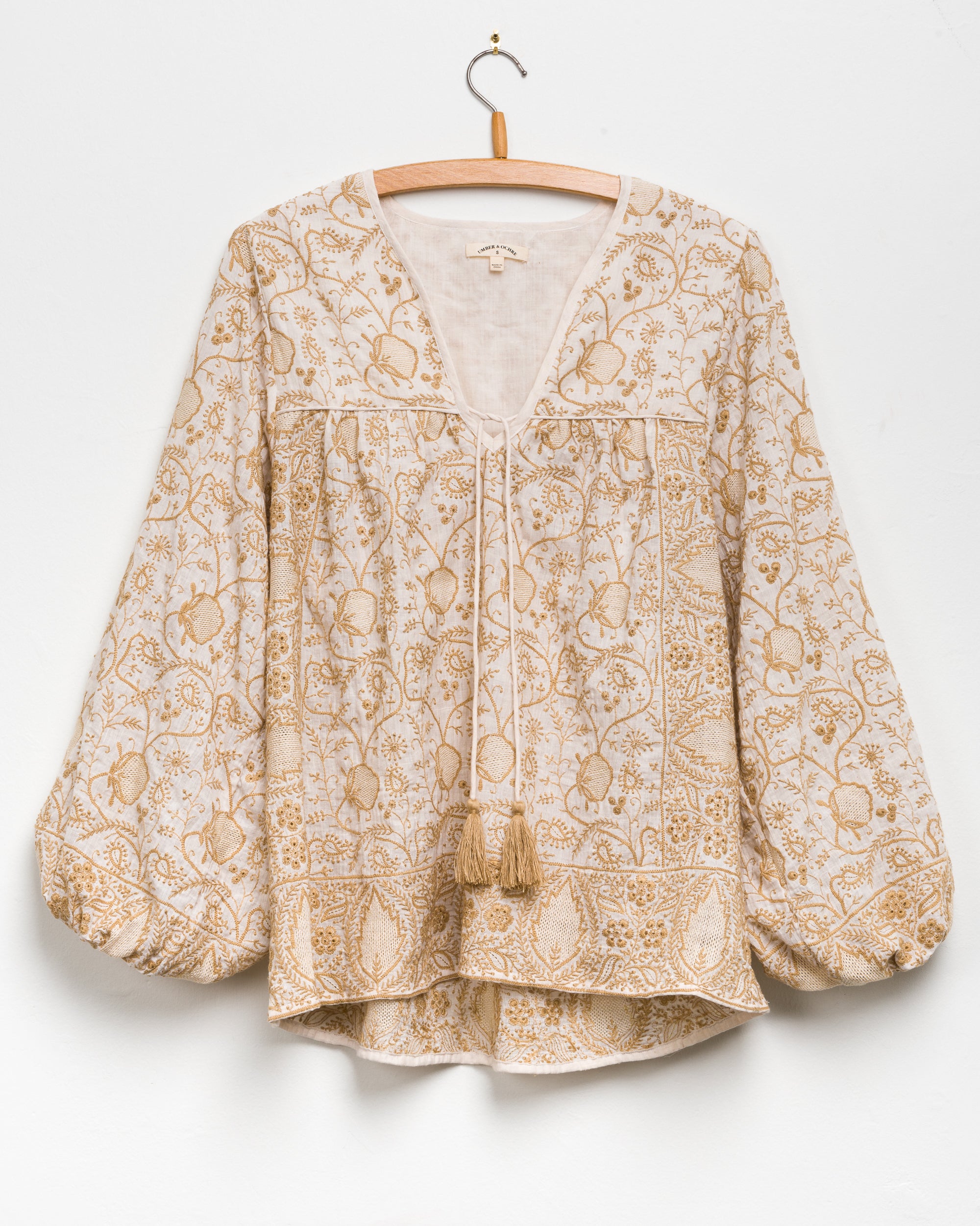 Madhuri L/S Embroidered Peasant Top