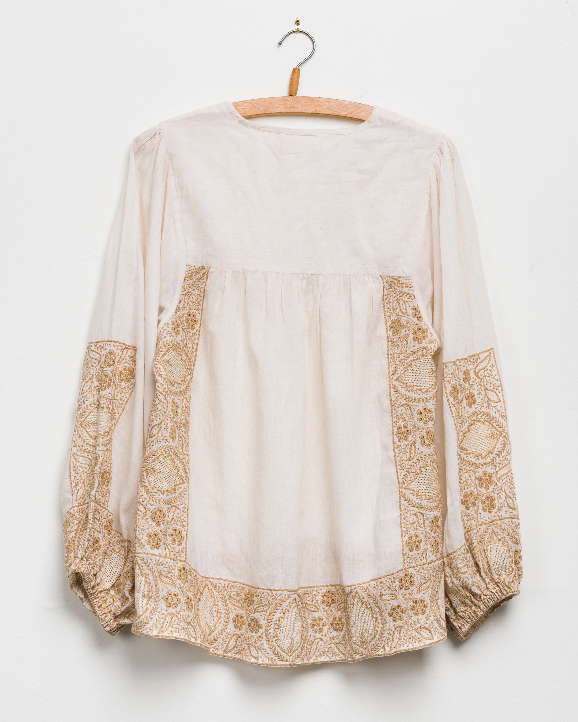 Madhuri L/S Border Embroidered Peasant Top