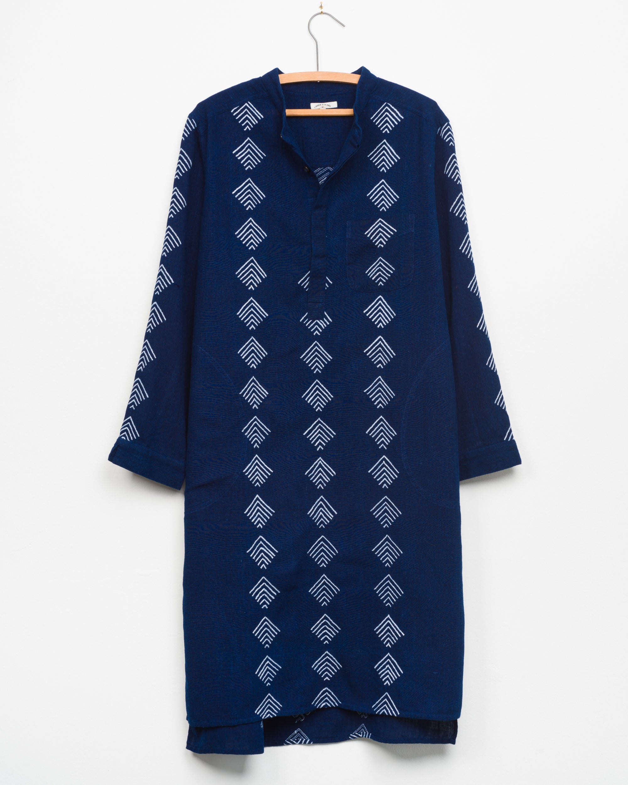 Kiran Caftan in Indigo Embroidery