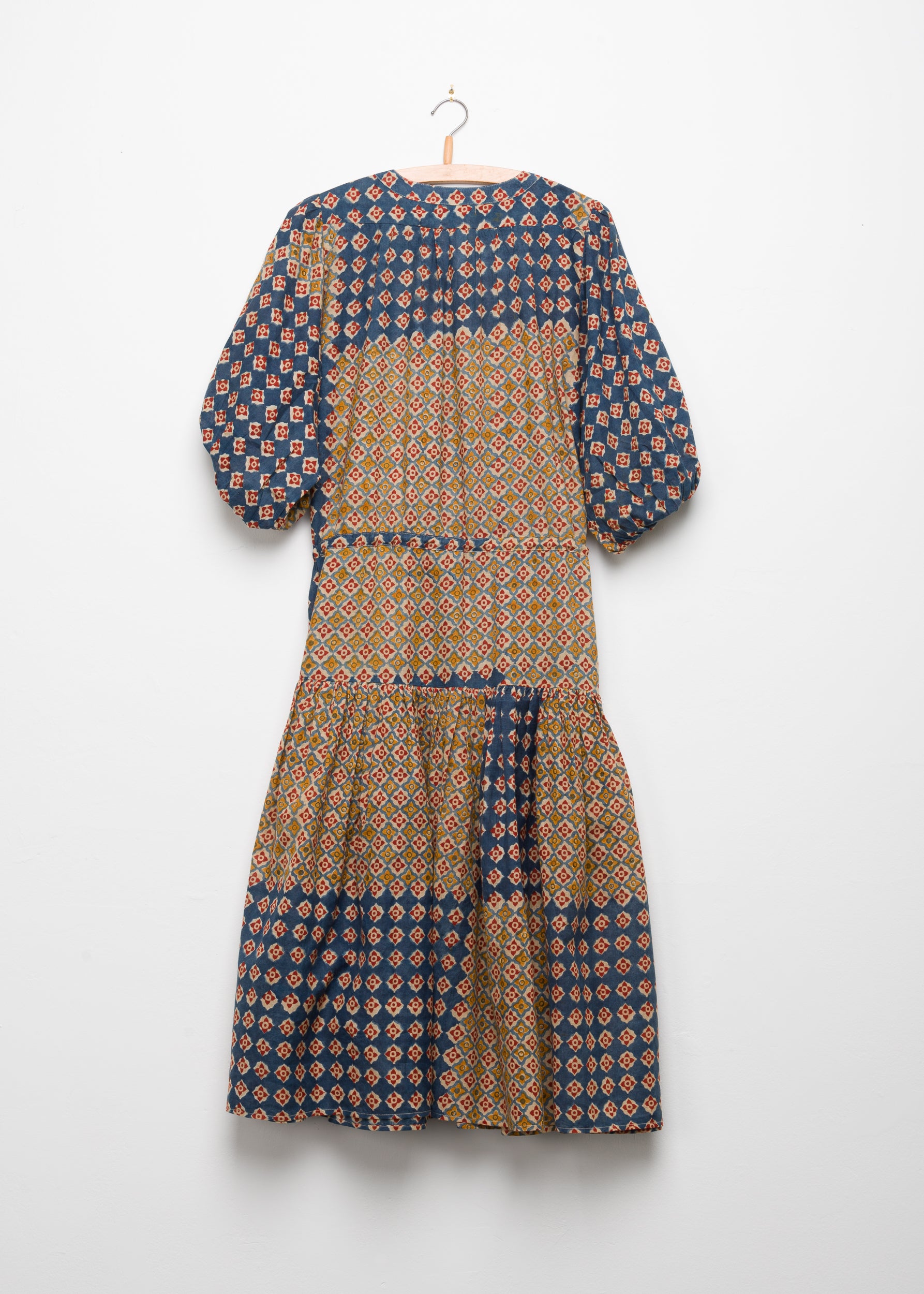 Drop Waist Dress in Engineered Block Print
