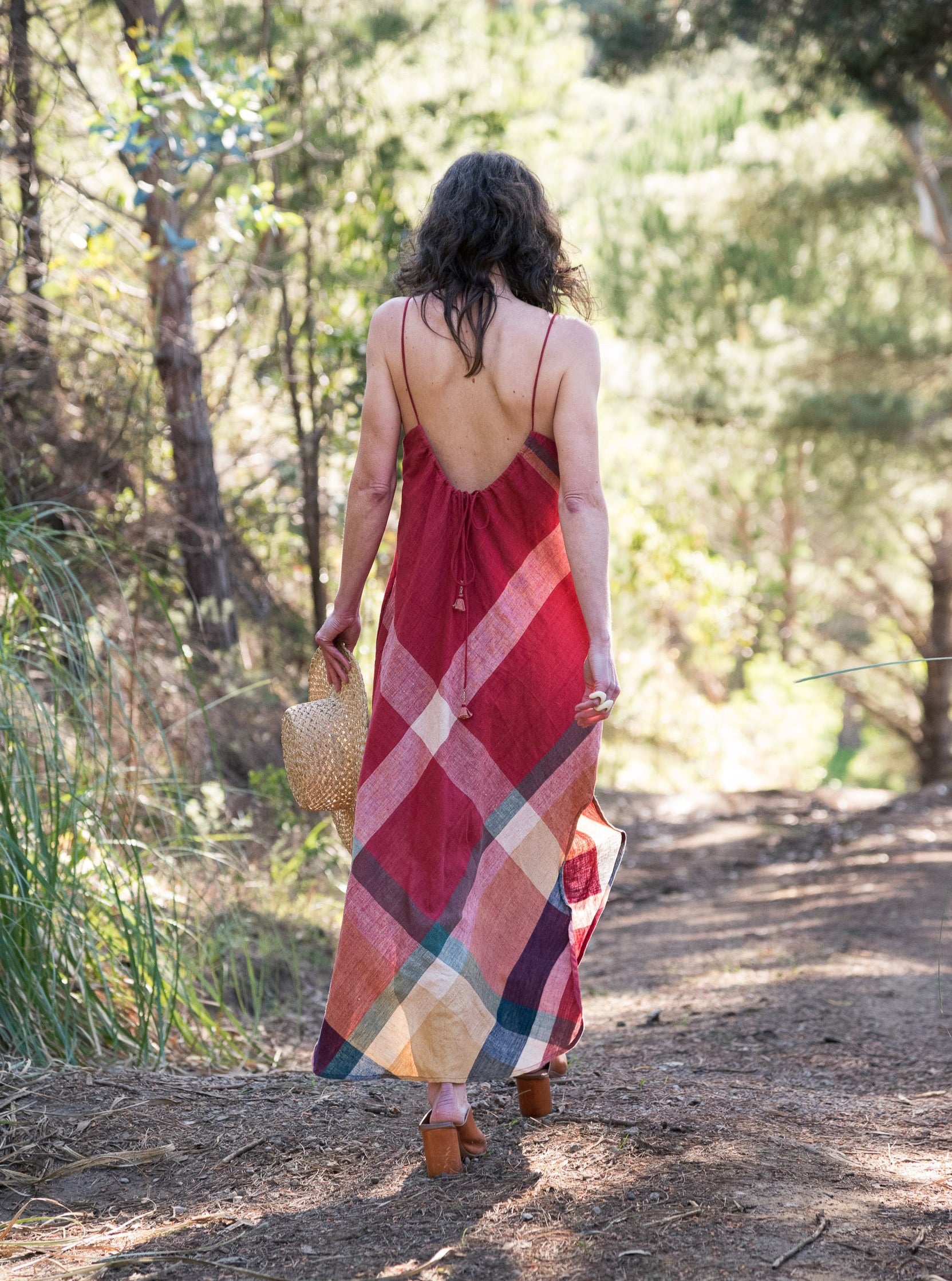 Sadie Camisole Dress in Red Madras Plaid