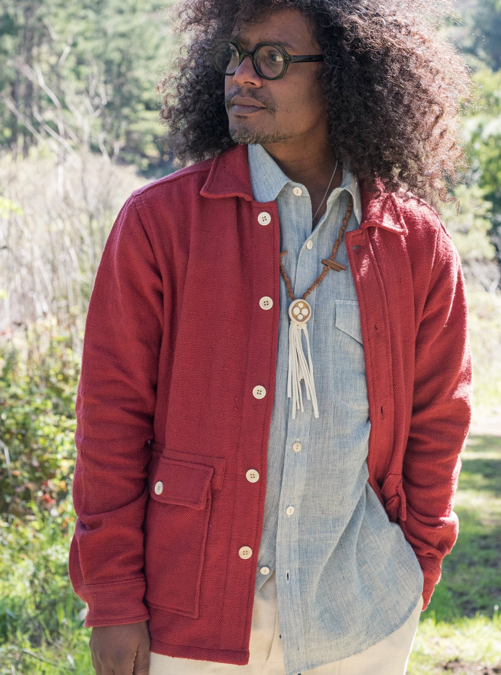 Chore Coat in Red Nubby Cotton