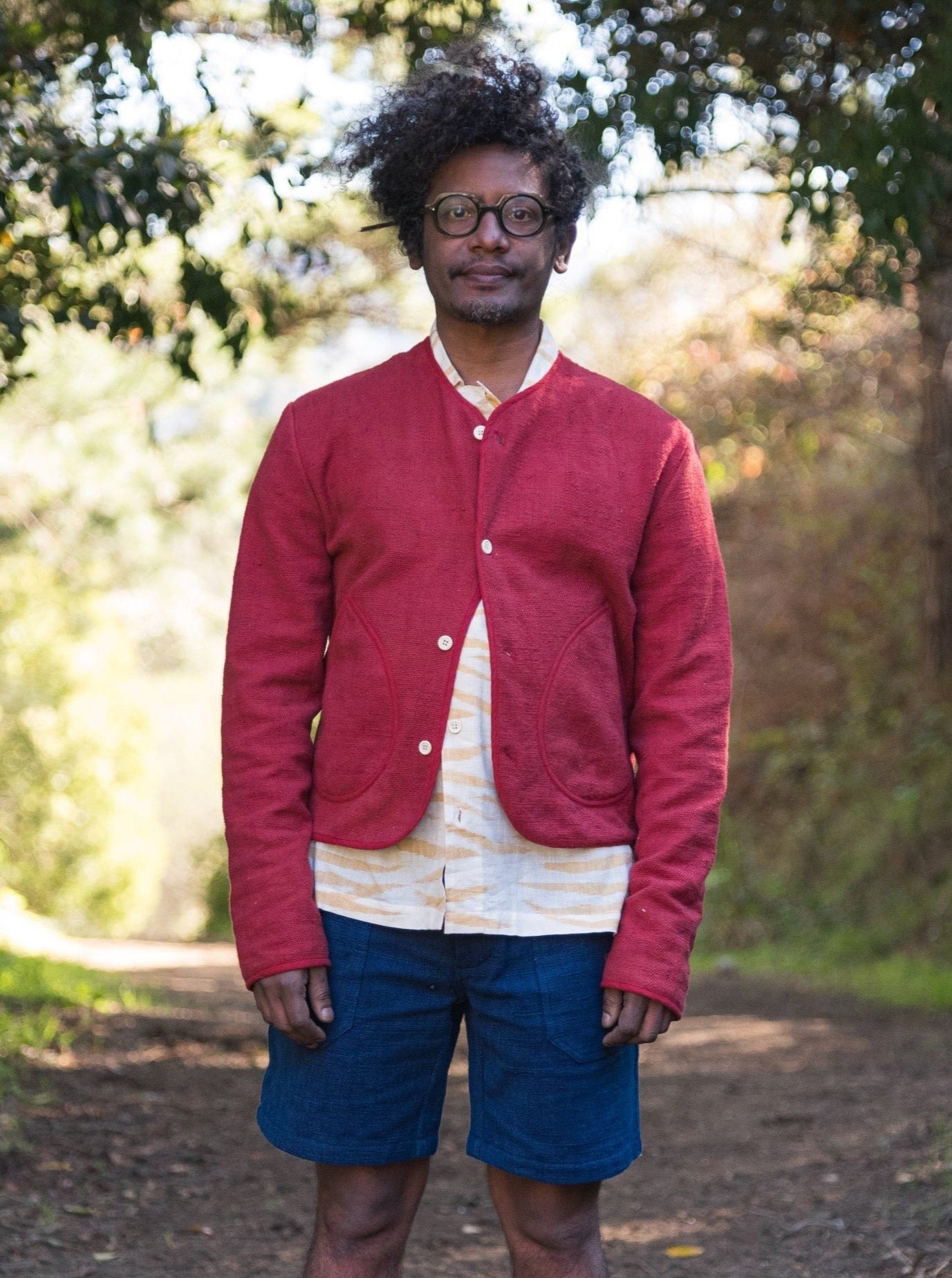 Cardigan in Red Nubby Cotton