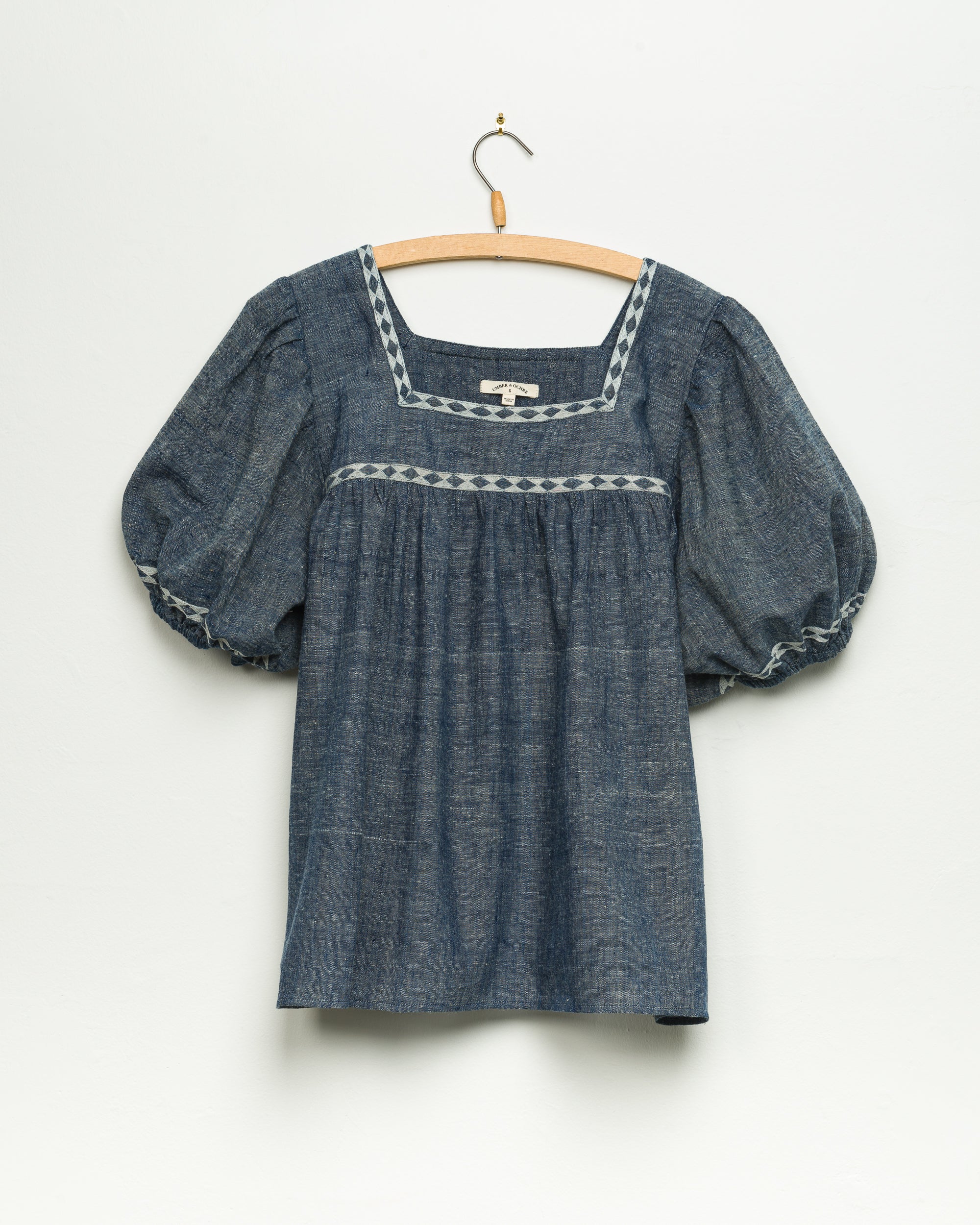 Devika S/S Peasant Top in Chambray