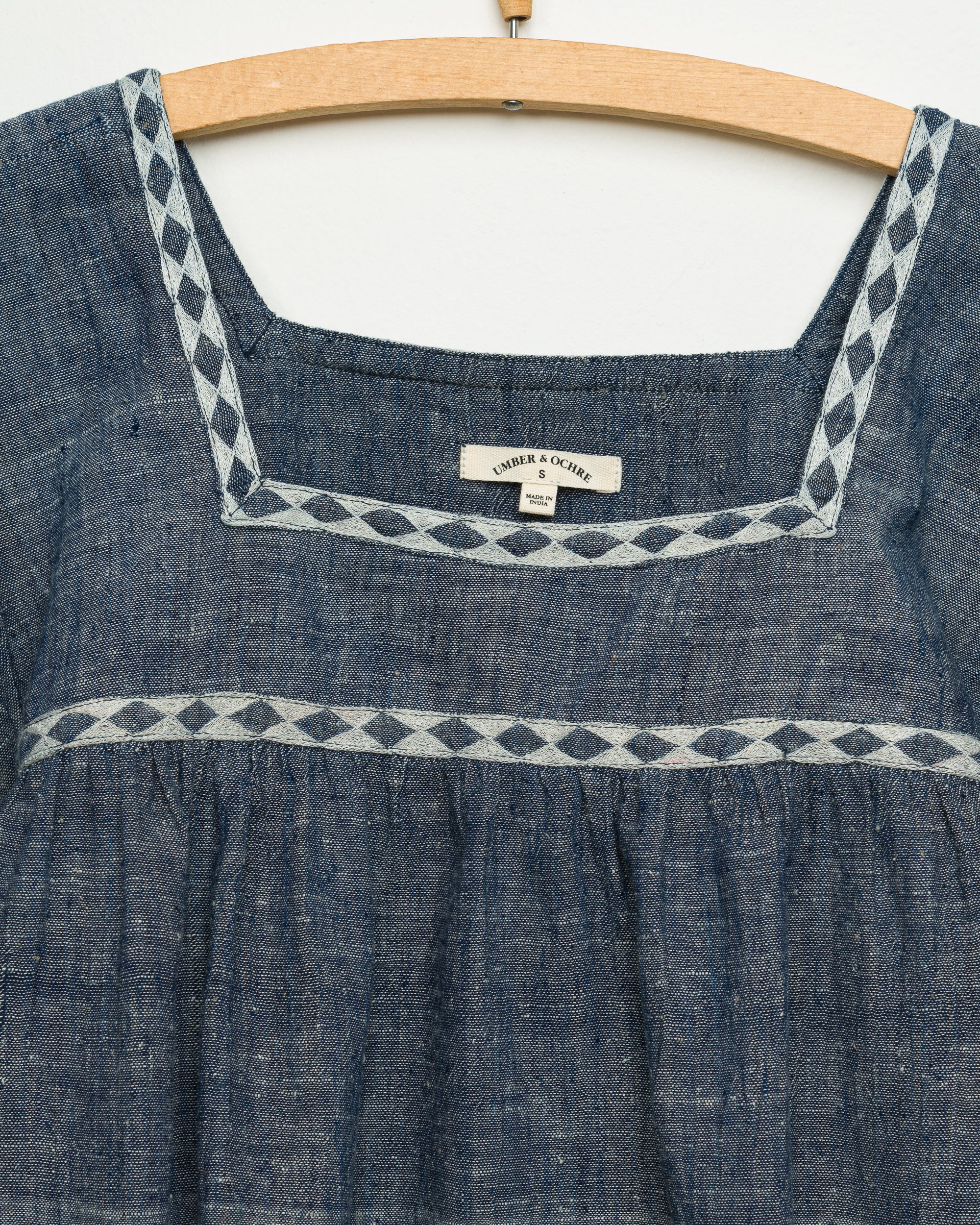 Devika S/S Peasant Top in Chambray