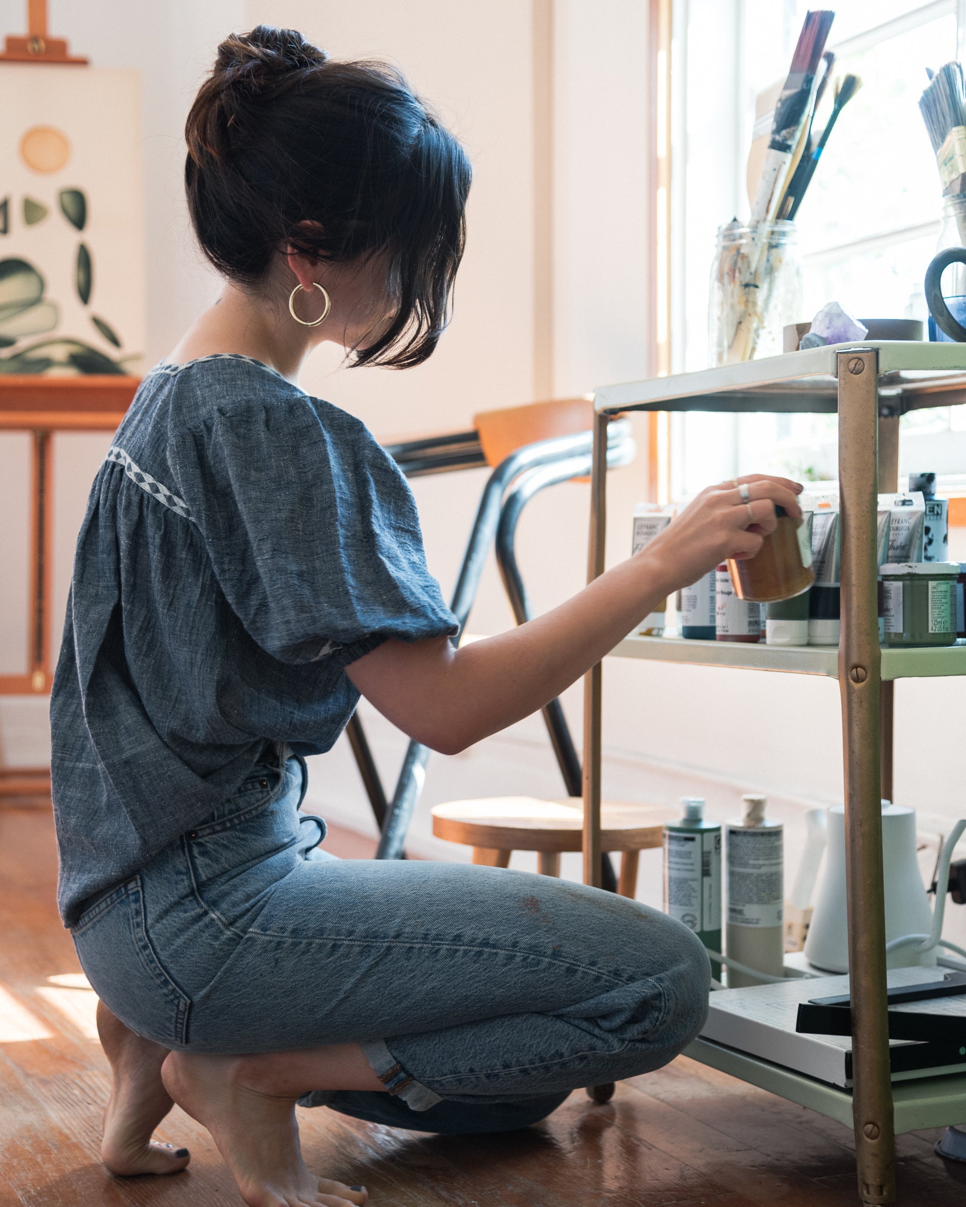 Devika S/S Peasant Top in Chambray